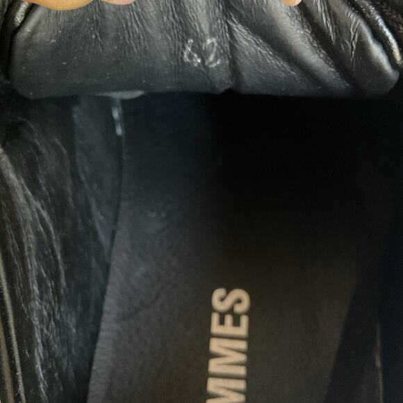 Les Hommes Black Leather Studded Buckle Sneakers Men’s Size 42/ 9 US  Italian - Picture 10 of 12